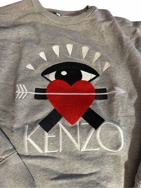 Kenzo grey/red/black Branded Crewneck Label Detail